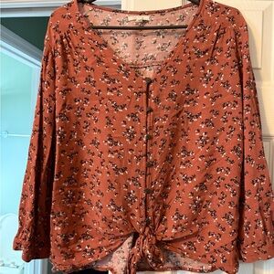 Maurices Terracotta Floral Blouse